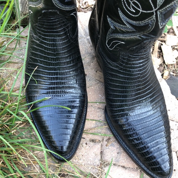 El General Western Teju Lizard Leather Boots Size W-8 M-6.5 - Picture 2 of 12